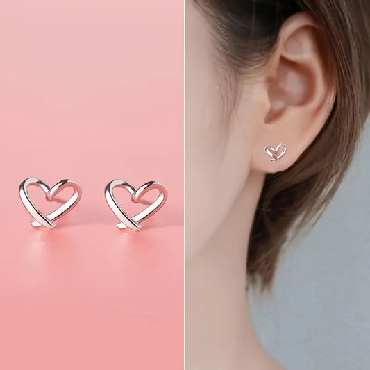 Amorette Hollow Heart Studs Alloy Frame ;Stainless Steel Posts ;Lightweight & Hypoallergenic