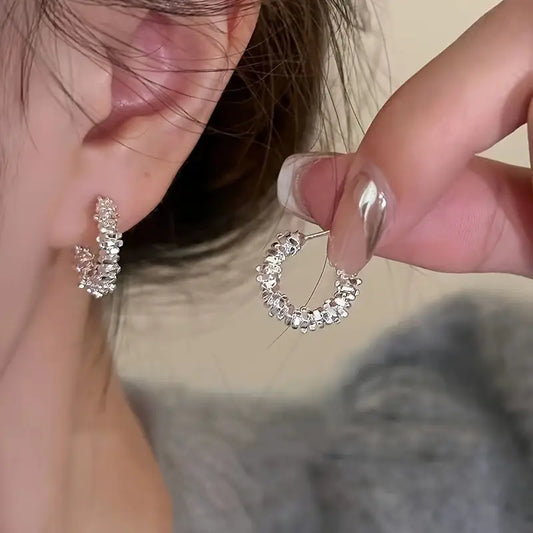 Lunaria Gleam Earrings Hypoallergenic Alloy, Fashionable Shine, Everyday Elegance