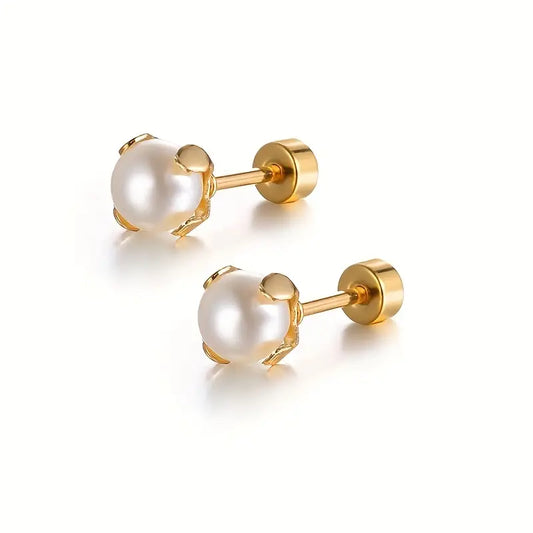 Lunelle Faux Pearl Stainless Steel Studs that is fashionable yet versatile and hypoallergenic