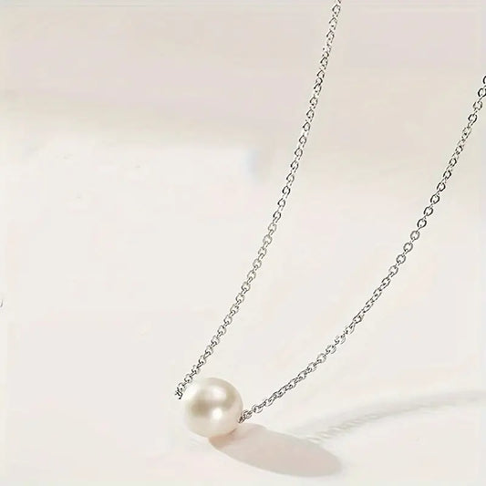 Celestia Pearl Pendant Vintage-Inspired Elegance ;Stainless Steel ;Faux White Pearl
