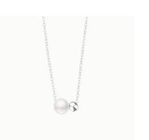 Lumière Bead Necklace Minimalist Geometric Design ;White Gold-Plated Stainless Steel ;Polished Clavicle Chain