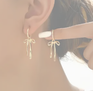 Amorette Bow Earrings Elegant Plated Finish ;Hypoallergenic Stainless Steel ;Feminine; Timeless