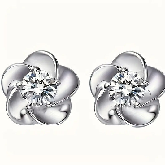 Blossé Plum Studs Korean Style ;Gemstone Inlay ;925 Sterling Silver Post