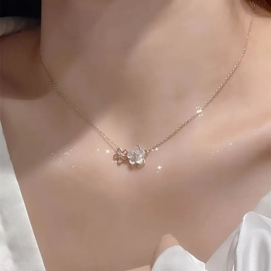 Cherry Blossom Necklace - Unique &amp; Stylish Collarbone Chain Accessory