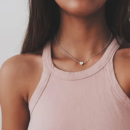 Heirloom Whisper Heart Necklace Vintage-Inspired - Minimalist Alloy Collarbone Chain