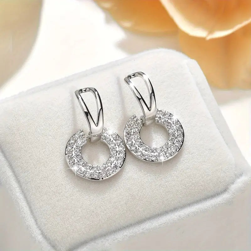 Aurelia Circle Studs Geometric Elegance with Rhinestone Mosaic set in a 925 Silver Post